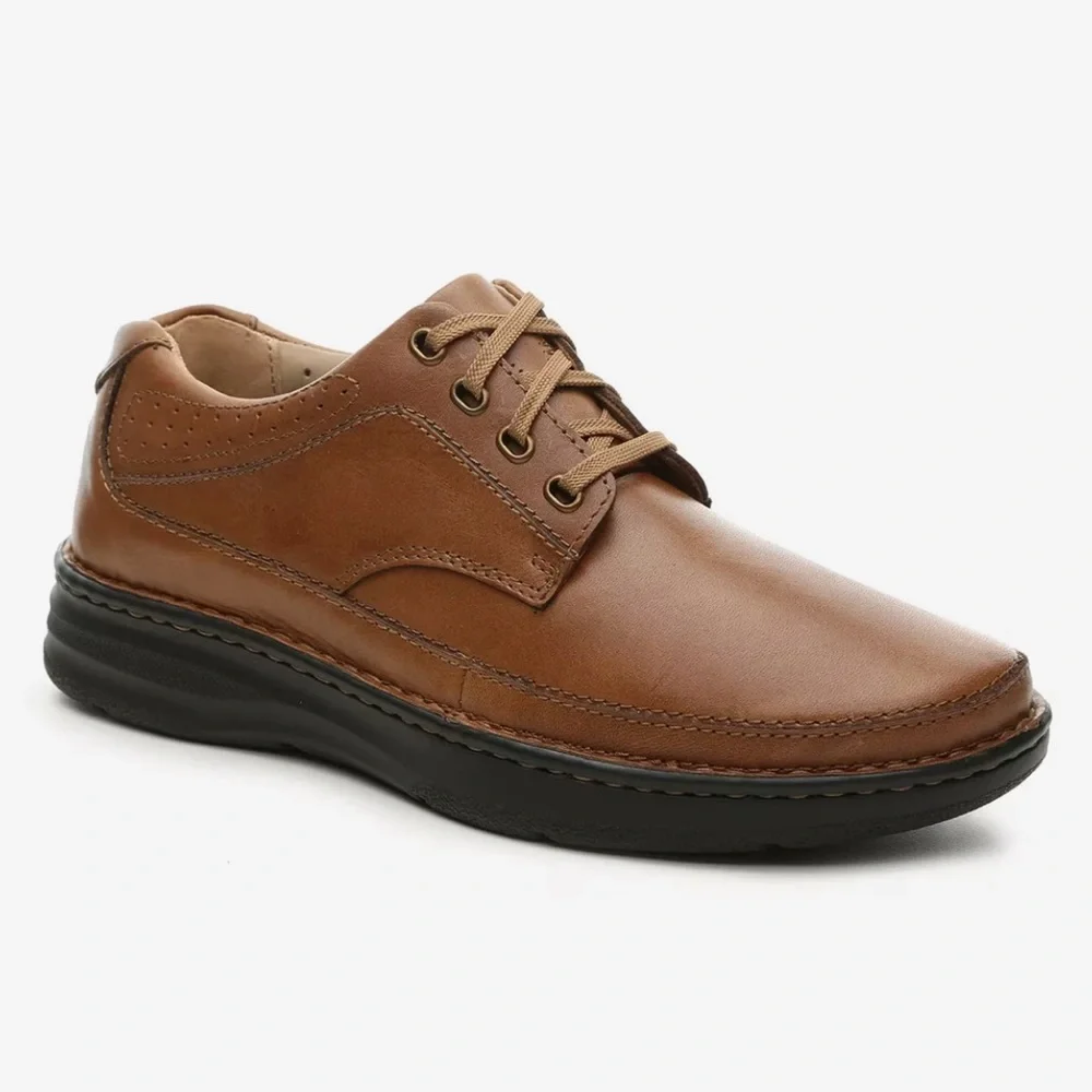 DREW Men NEW Leather Comfort Shoe 13M Toledo Orthopedic Lace Up Brown NO INSOLES